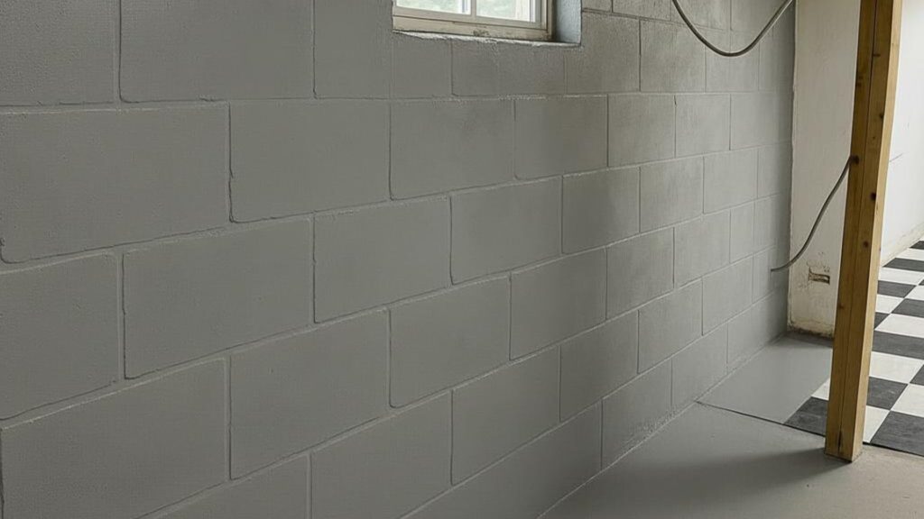 hydrepoxy-wpm300-awaterproofing Hydrepoxy WPM300 membrane installation by Auckland Waterproofing Experts on a residential basement block wall