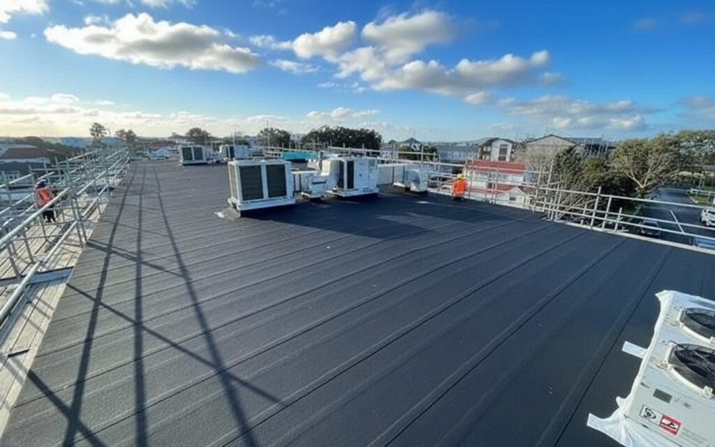 mt-wellington-butynol-awaterproofing Butynol waterproofing membrane expertly installed on a Mt Wellington roof in Auckland