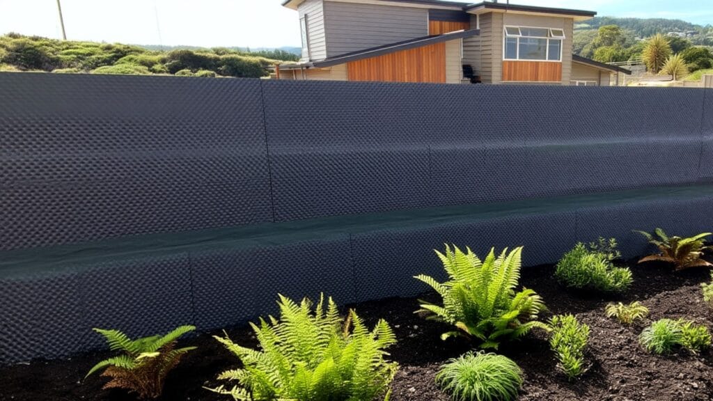 Professional waterproofing installation of Nuradrain membrane system by Auckland Waterproofing Experts on retaining wall project in Orewa