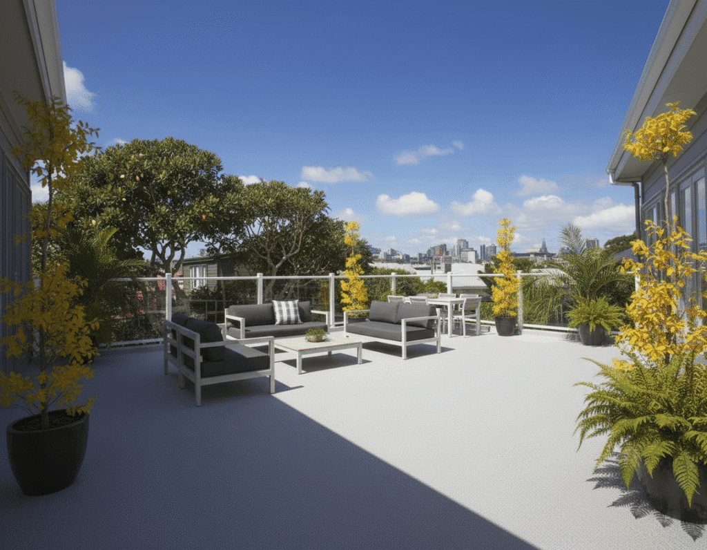 Viking Dec-K-ing waterproof decking membrane installation on Auckland property showcasing professional deck waterproofing solution