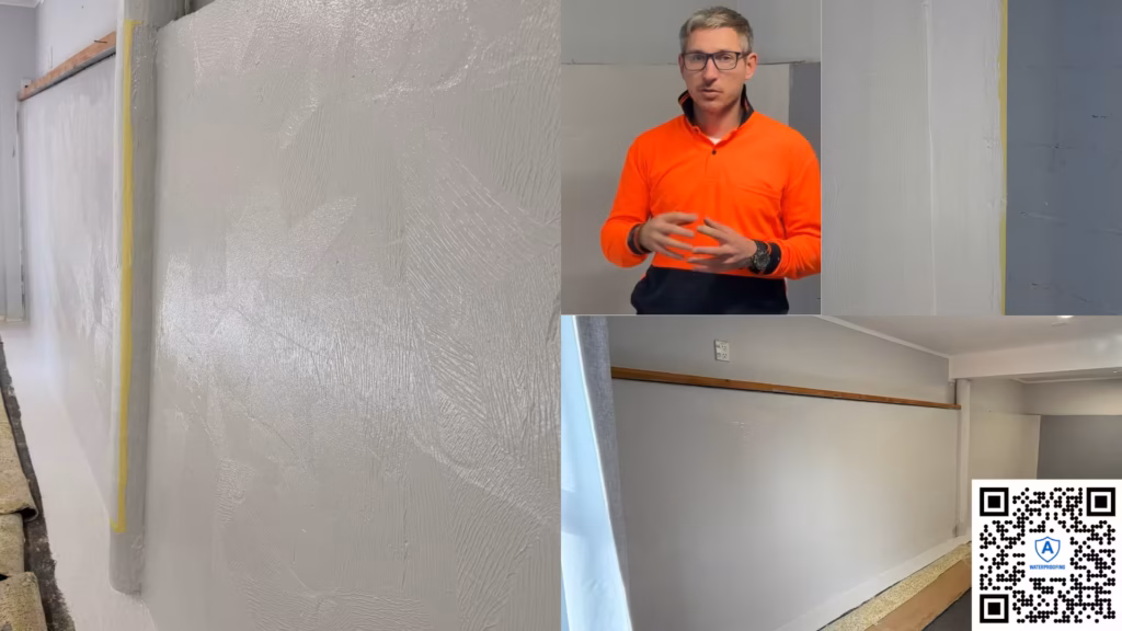 Internal waterproofing application to a concrete basement wall in Auckland
